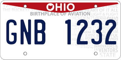 OH license plate GNB1232