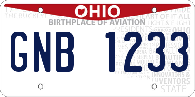 OH license plate GNB1233