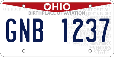 OH license plate GNB1237