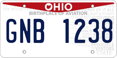 OH license plate GNB1238
