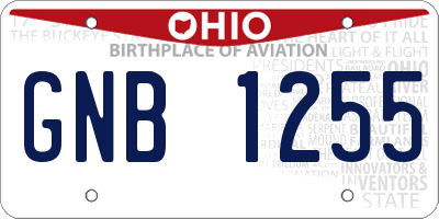OH license plate GNB1255