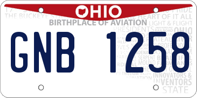 OH license plate GNB1258