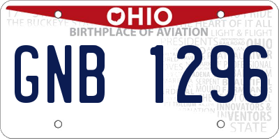 OH license plate GNB1296