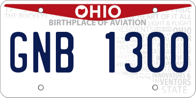 OH license plate GNB1300
