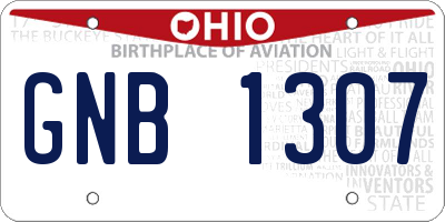 OH license plate GNB1307