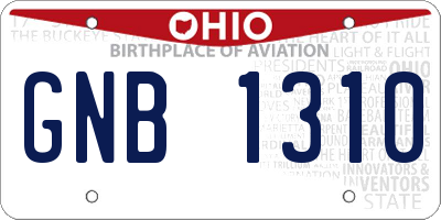 OH license plate GNB1310