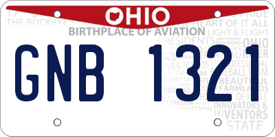 OH license plate GNB1321