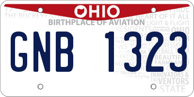 OH license plate GNB1323