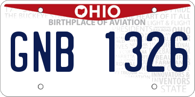 OH license plate GNB1326