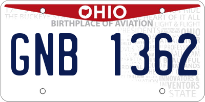 OH license plate GNB1362