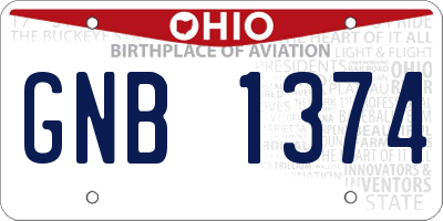 OH license plate GNB1374