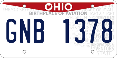 OH license plate GNB1378