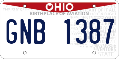 OH license plate GNB1387