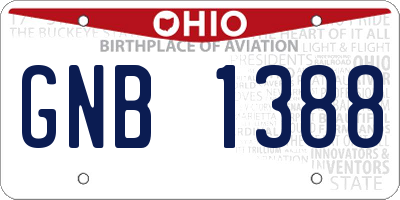 OH license plate GNB1388