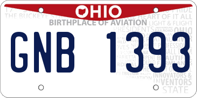 OH license plate GNB1393