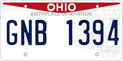 OH license plate GNB1394