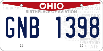OH license plate GNB1398