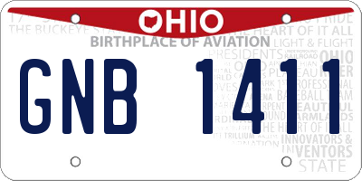 OH license plate GNB1411