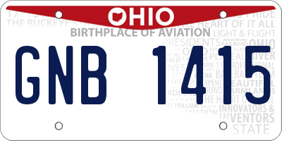 OH license plate GNB1415