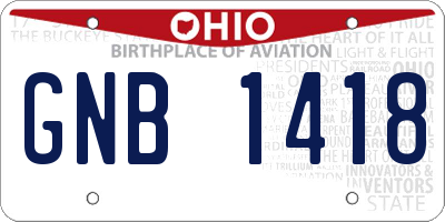OH license plate GNB1418