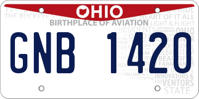 OH license plate GNB1420