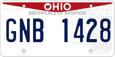 OH license plate GNB1428