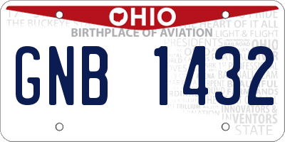 OH license plate GNB1432
