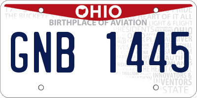 OH license plate GNB1445