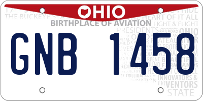 OH license plate GNB1458