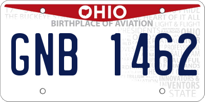OH license plate GNB1462
