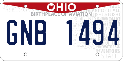 OH license plate GNB1494