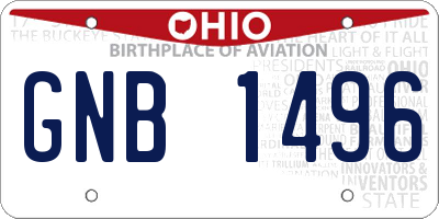 OH license plate GNB1496