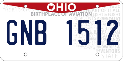 OH license plate GNB1512