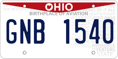 OH license plate GNB1540