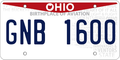 OH license plate GNB1600