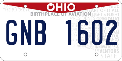 OH license plate GNB1602