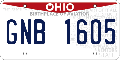 OH license plate GNB1605