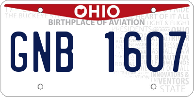 OH license plate GNB1607