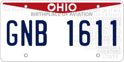 OH license plate GNB1611