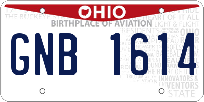 OH license plate GNB1614