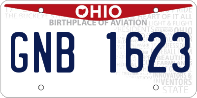 OH license plate GNB1623