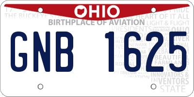 OH license plate GNB1625