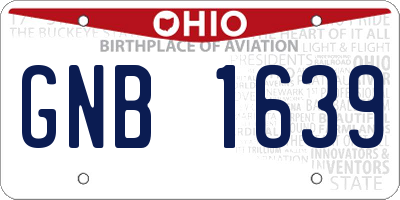 OH license plate GNB1639