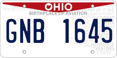 OH license plate GNB1645