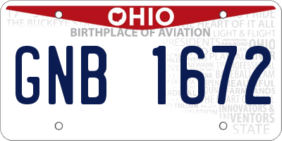 OH license plate GNB1672
