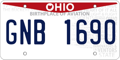 OH license plate GNB1690