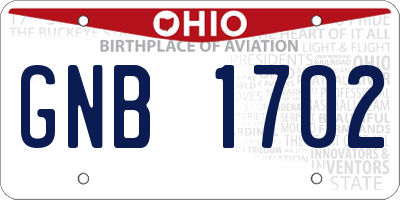 OH license plate GNB1702