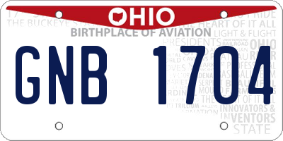 OH license plate GNB1704