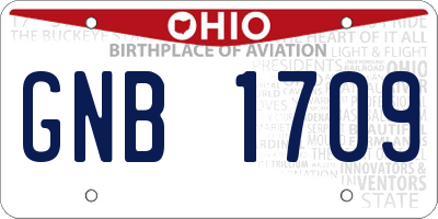 OH license plate GNB1709