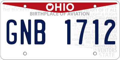 OH license plate GNB1712
